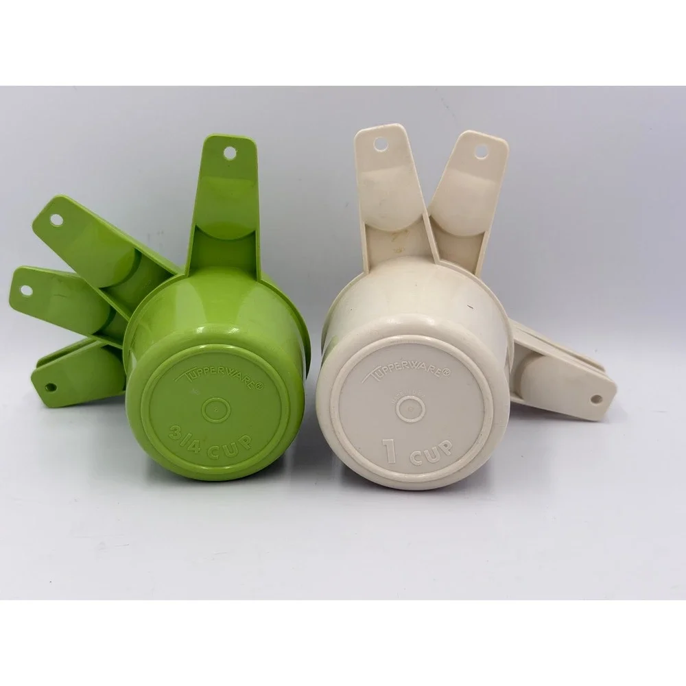 Tupperware Measuring Cups Lot Vintage Green Cream Nesting Plastic Retro Kitchen